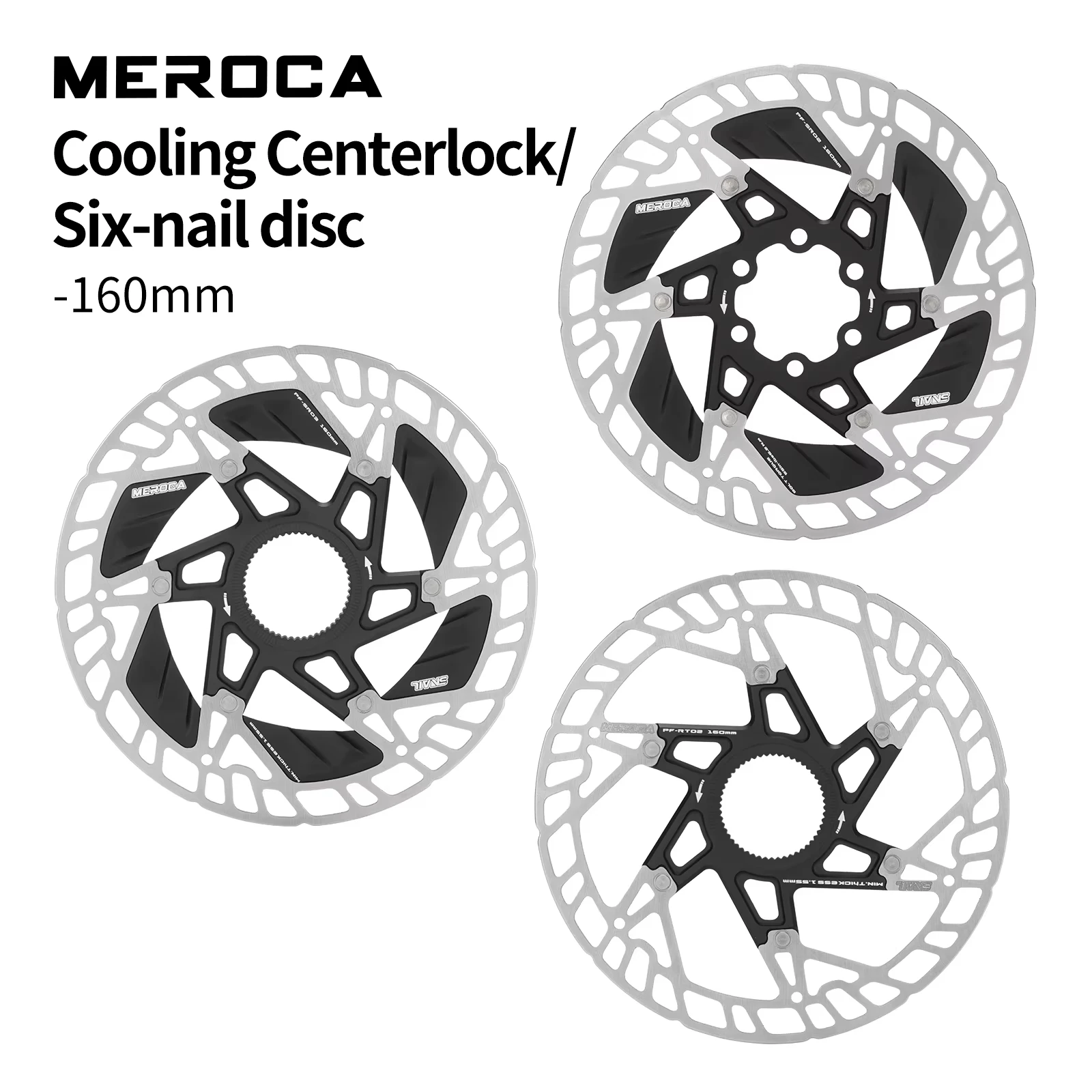 

MEROCA Road Bike Cooling Center Lock/Six-nail Disc Brakes Pads 140mm 160mm Middle Lock Brake Rotor Cooling Model Brake for MTB