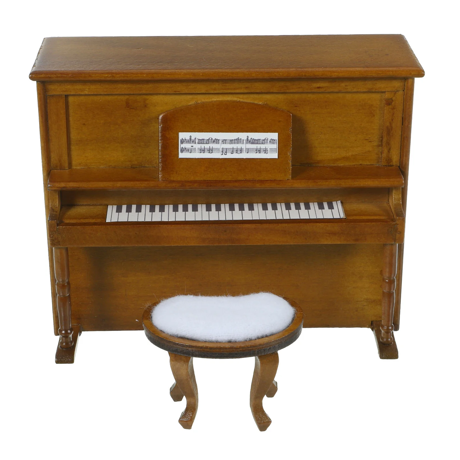 Miniature Upright Piano Model Dollhouse Accessories Brown Mini Furniture for House Decorative Wood Material Miniatures