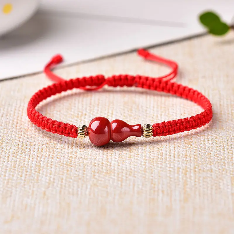 

Cinnabar Gourd Red String Bracelet: Lucky Birth-Year Peace Protection Jewelry Gift for Women, Babies & Kids
