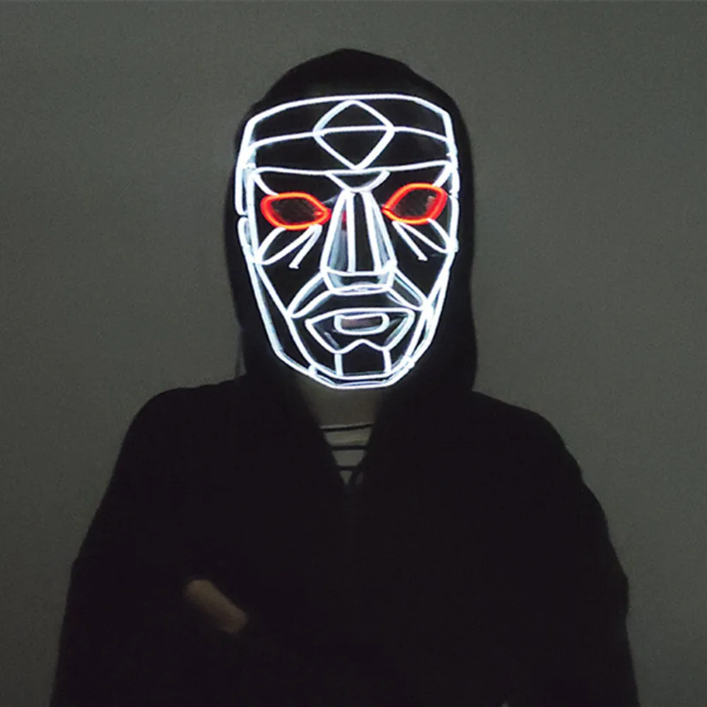Halloween LED Leuchtmaske, Gruselmaske, Leuchtende EL-Draht-Masken für Festival-Partygeschenke, für Männer, Frauen, Erwachsene – Detail 1