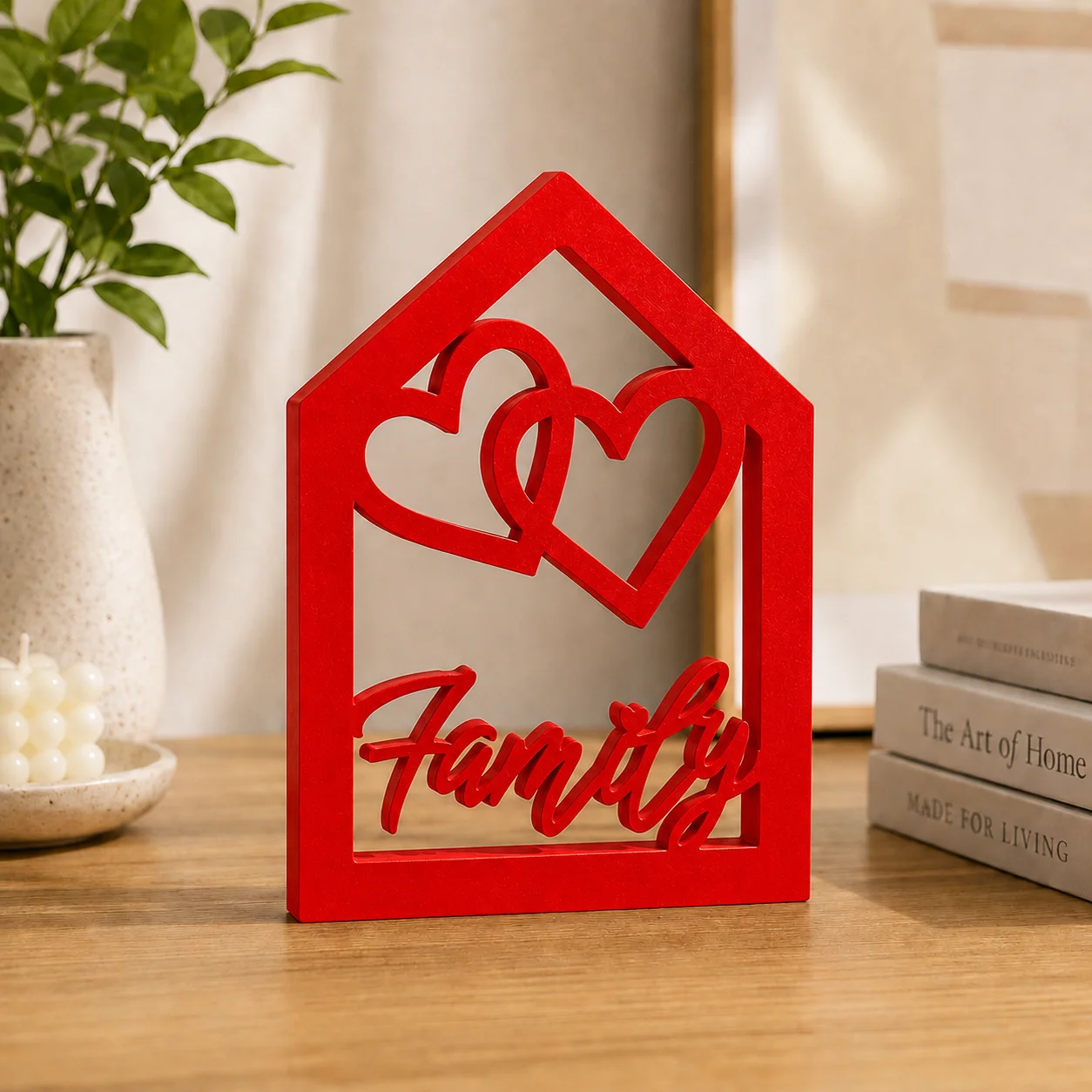 1pc Custom Home Love PVC Wooden Name Plaque, Bedroom Room Table Decor,Ornament for Nursery Baptism Wedding Anniversary Gift