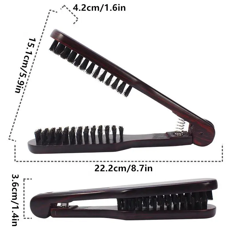 1Pcs V-Shape Straightening Comb Paddle Brush Anti-Static Boar Bristle Hair Straightener Styling Tool For Smoothing & Detangling image 5