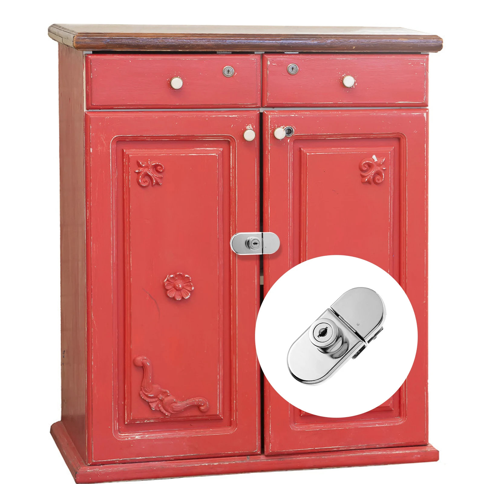 

1Pcs Glass Cabinet Lock Silver Lightweight Corrosion Resistant Showcase Latch for Furniture Office Safe Phone Counter