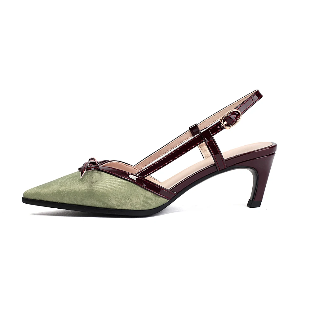  New Summer Comfortable Black Green Women Slingback Sandals Sexy 5cm Med Thin Heels Lady Dress Shoes Plus Big Size 43 46 view 3
