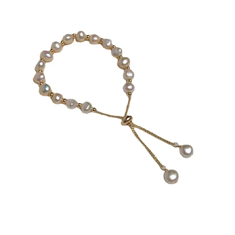 Hengsheng 6-7mm 100% Freshwater Pearl Bracelet for Women 17cm+4cm White Pink Purple Mix color Adjustable Bracelet Jewelry Gift