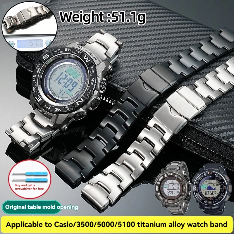 Pulseira de liga de titânio para relógio masculino Casio PROTREK Series PRG-260 270 550 PRW-3500 2500 5000 18mm + ferramentas