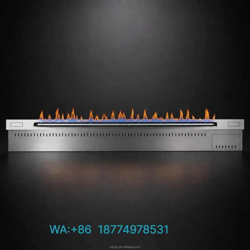 Stainless Steel Bioethanol Fireplace Insert Manual Decorative Heating 1575x193x114mm for Indoor Living Room