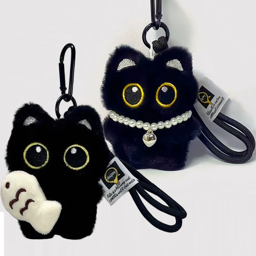 Simpatico gatto nero peluche bambola piccolo ciondolo cuscino forcito cuscino in peluche gatto nero bambola giocattolo per ragazzo ragazza regali di compleanno