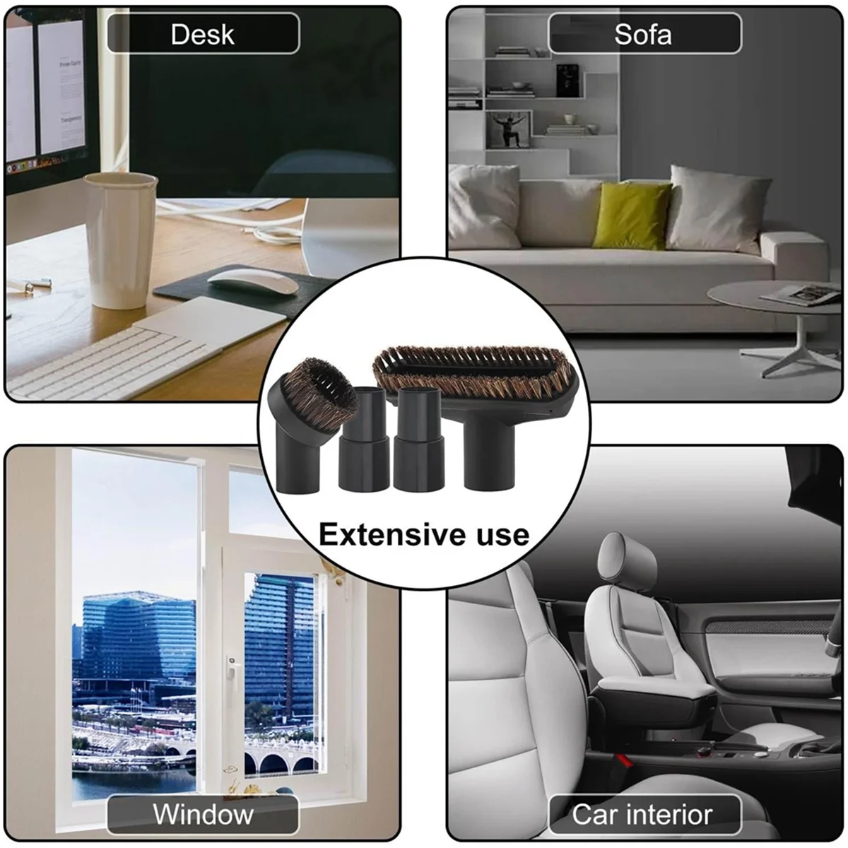 A58E-فرش مكنسة كهربائية، فرش أرضية، فرش مستديرة مع محول 1.06 بوصة إلى 1.37 بوصة، فرشاة رأس مفرغة