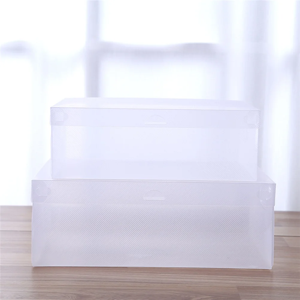 

5pcs Clear Plastic Foldable Shoe Box Transparent Lid For Easy Visibility Dustproof Moisture Resistant Storage Organizer Home