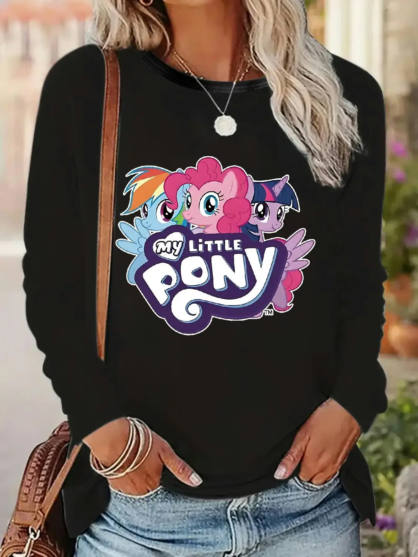 

MY LITTLE PONY M2624 (49) Women's Casual Long Sleeve T-Shirts, 95%Polyester+5%Elastane Women's Long Sleeve Tops, Women's Long S