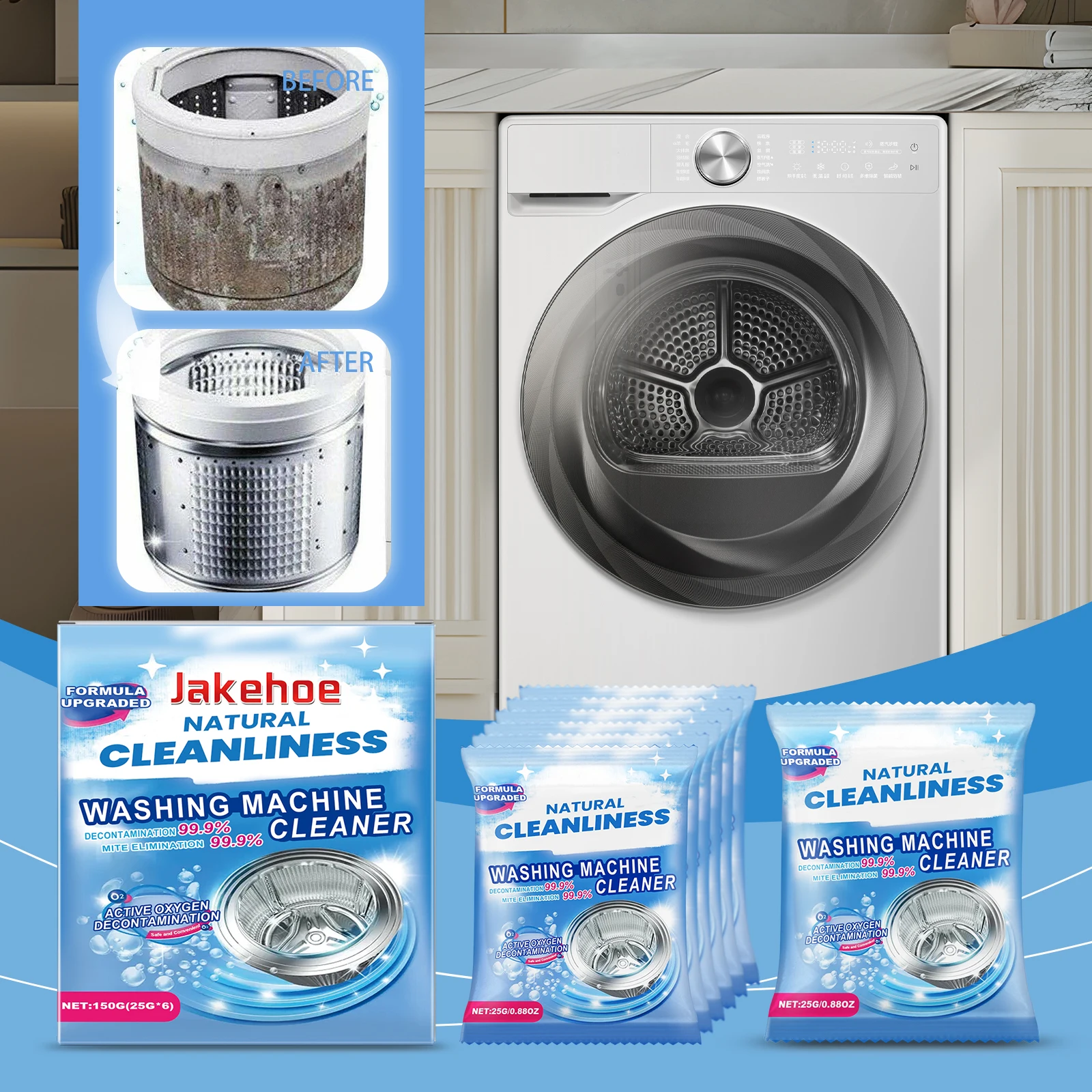 

Порошковое средство для глубокой очистки стиральных машин: шипучие таблетки для удаления грязи и дезодорации, для бытовых стиральных машин с барабаном