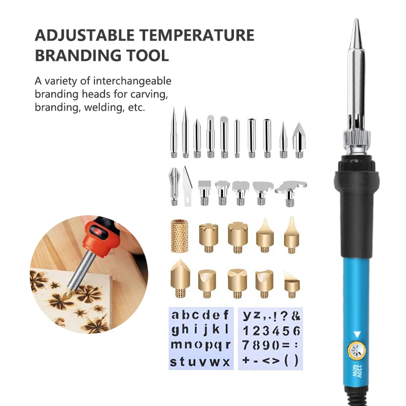 60w Adjustable Temperature Wood Burning Pen Tool 28 Kit Engraver Soldering Iron Set