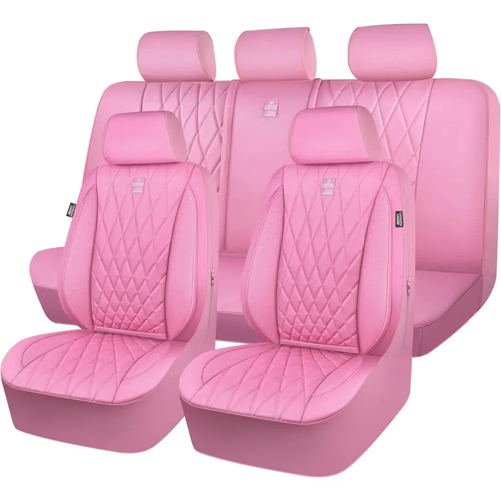 5-Seat Luxury Leather Seat Covers, Anti-Slip Waterproof, Compatible with Front Armrests, Universal Fit for Cars, SUVs, and Truck