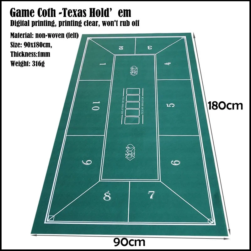 

Texas Poker Mat 180x90cm Poker Mahjong game table mat Texas Poker Blackjack game mat Convenience game entertainment accessories