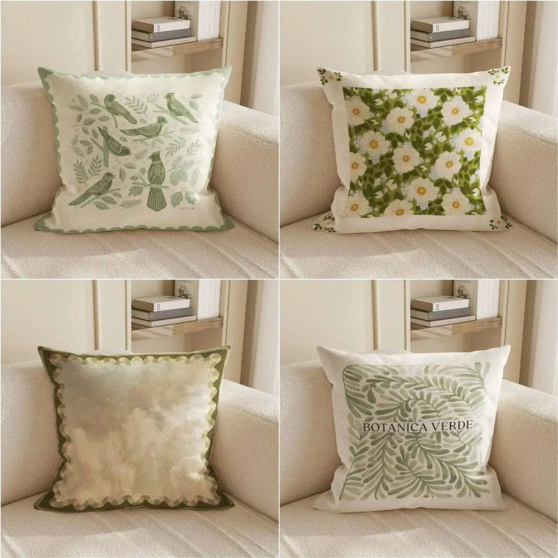 Fresh Green Throw Pillow Home Sofa Bedside Cushion Model Room Decorative Pillow Office Waist Pillow Removable and Washable