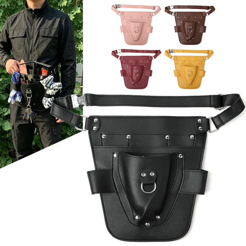 Leather Waist Bag For Tool Storage Including Gardener's Pruning Scissors Sheath Tape Measure Hammer Hardware