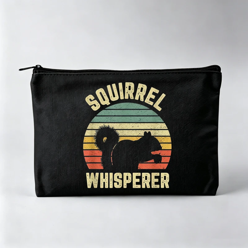 Women's Squirrel Graphic Makeup Bag, Vintage Style Cosmetic Pouch for Daily Use