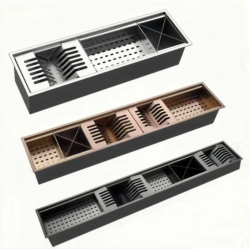 Stainless Steel Drain Rack, Multi-functional Rectangular Sink Drain