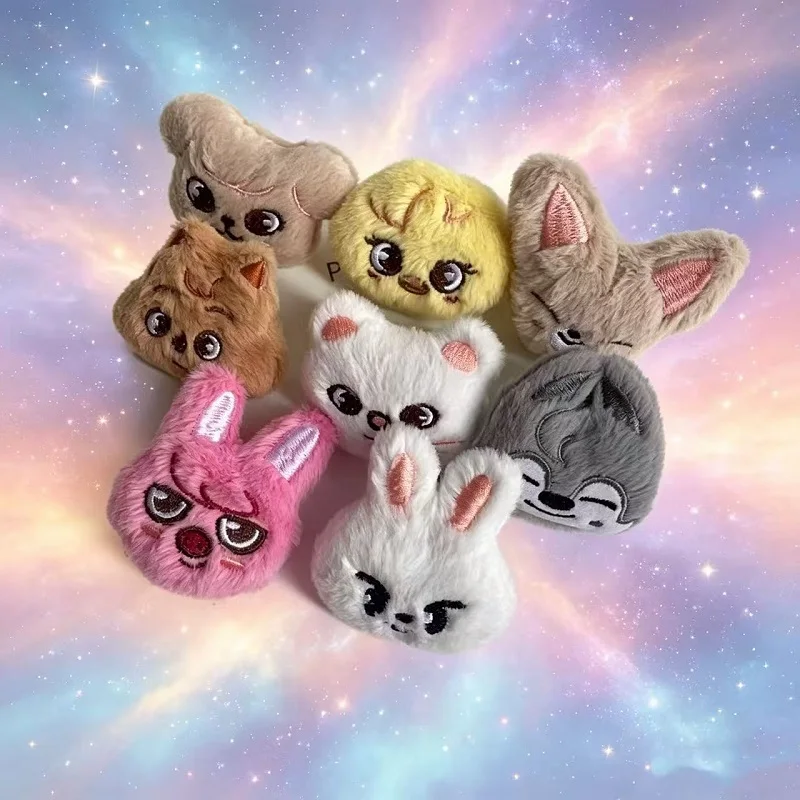 

8 плюшевых игрушек SKZOO, мультяшная кукла Straykids, брошь, брелок, аксессуары в виде головы животного, детские декоративные игрушки