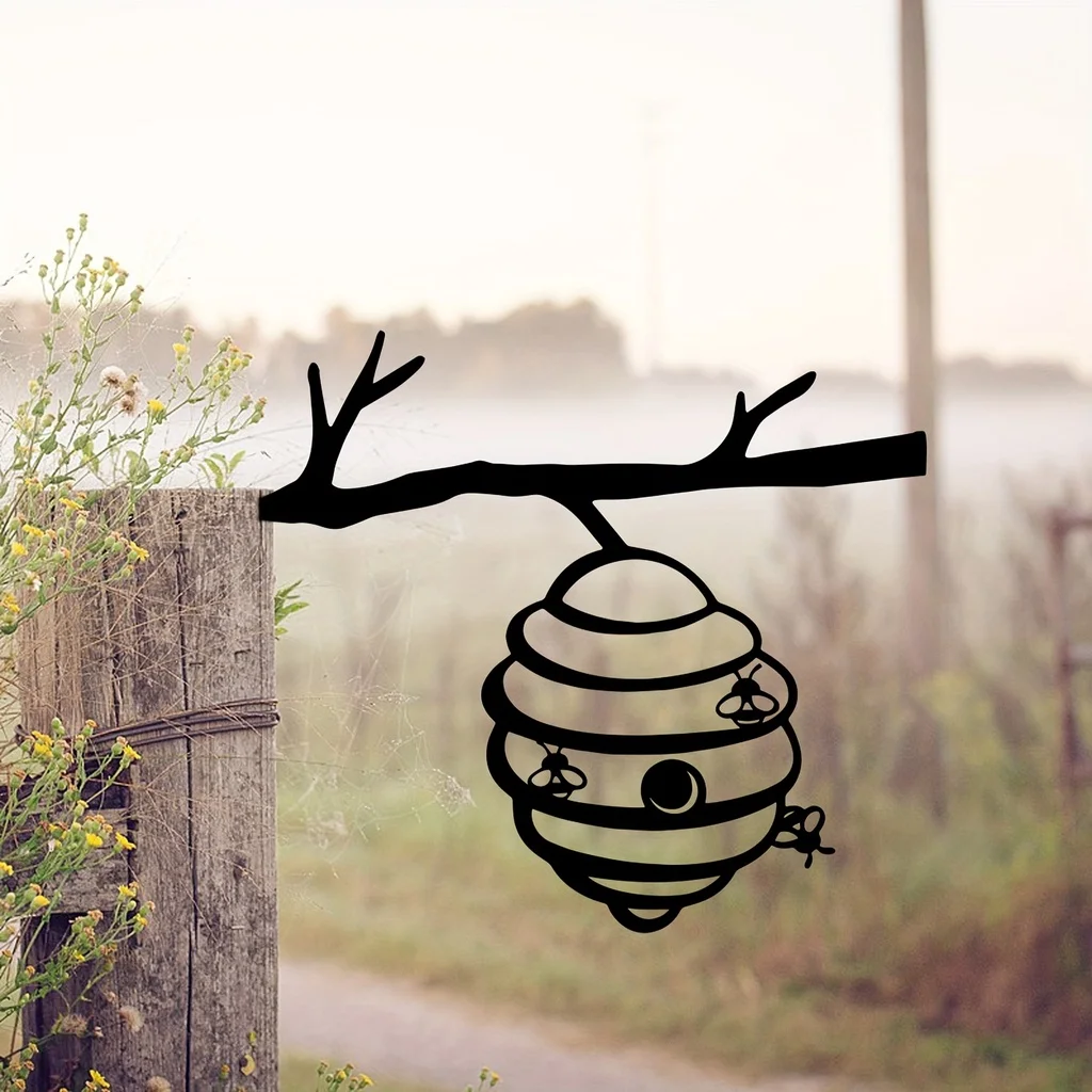 Add a Magical Touch to Your Garden with this Metal Bee Hive Stake Branch Goblin Silhouette Iron Art Decor for Garden Party Decor