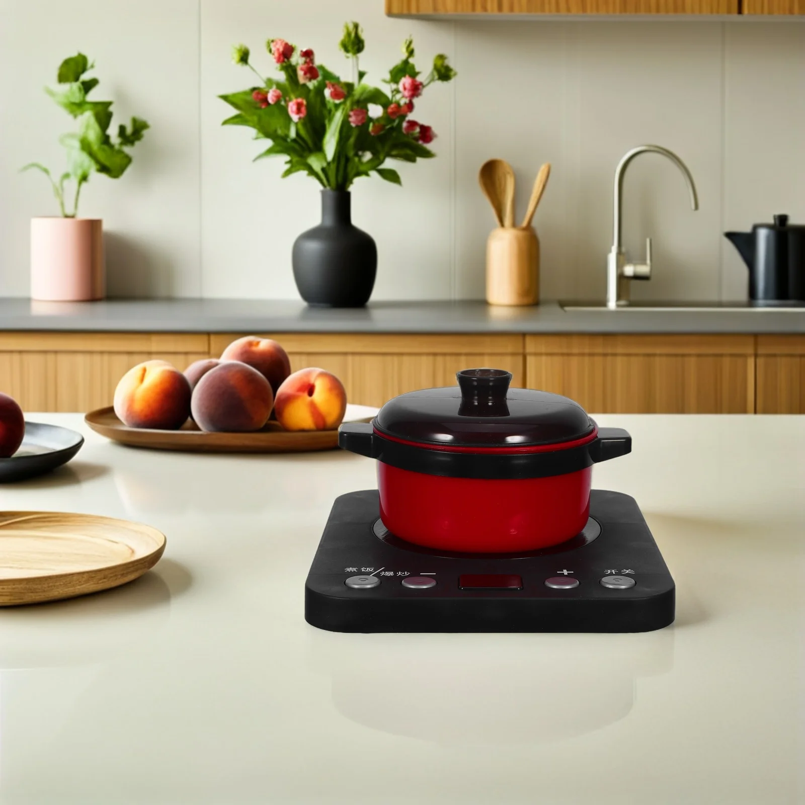 1セット子供用キッチンアクセサリー模擬IH調理器ライトサウンドごっこ遊びセットキッチンキッズプレイセット