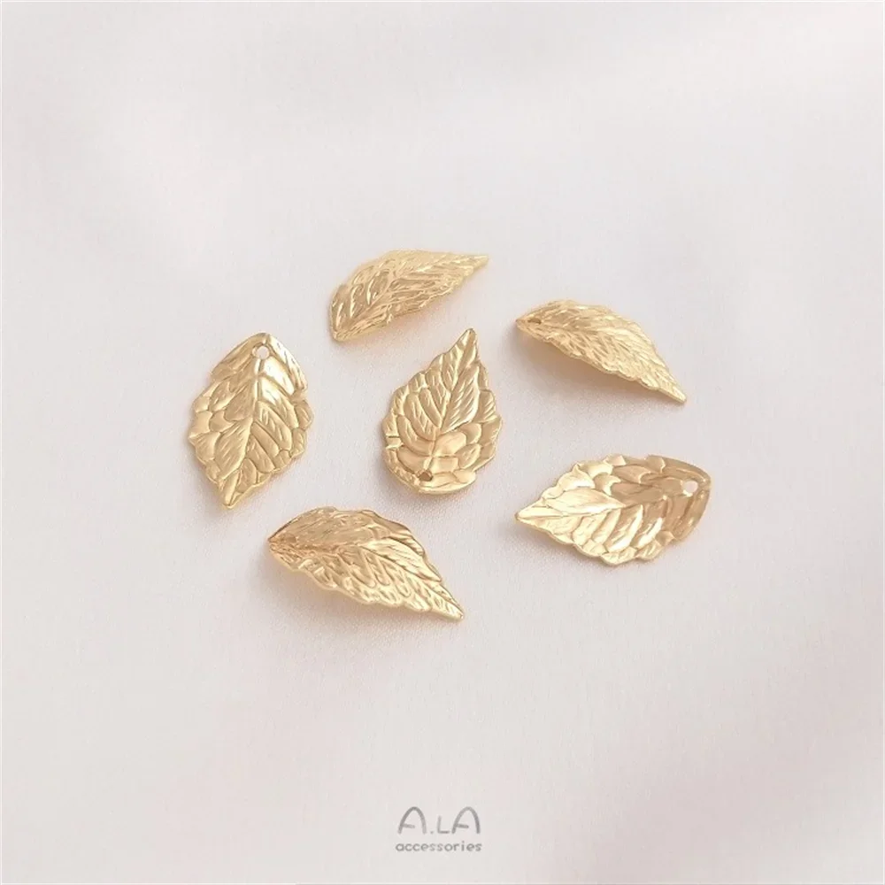 

14K Gold Color Leaf Pendant Copper Plated Real Gold Leaf Charm Handmade DIY Bracelet Earrings Ear Jewelry Pendant K218