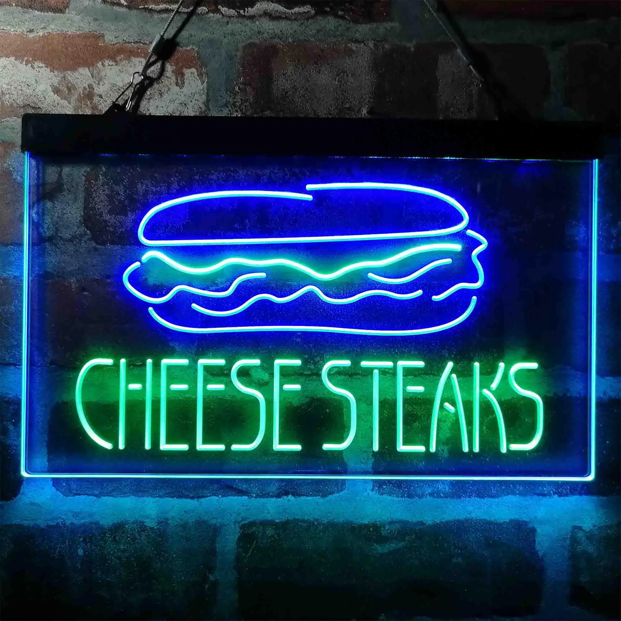 Cheese Steaks Fast Food Store Dual Color Led Neon Sign st6-i4027