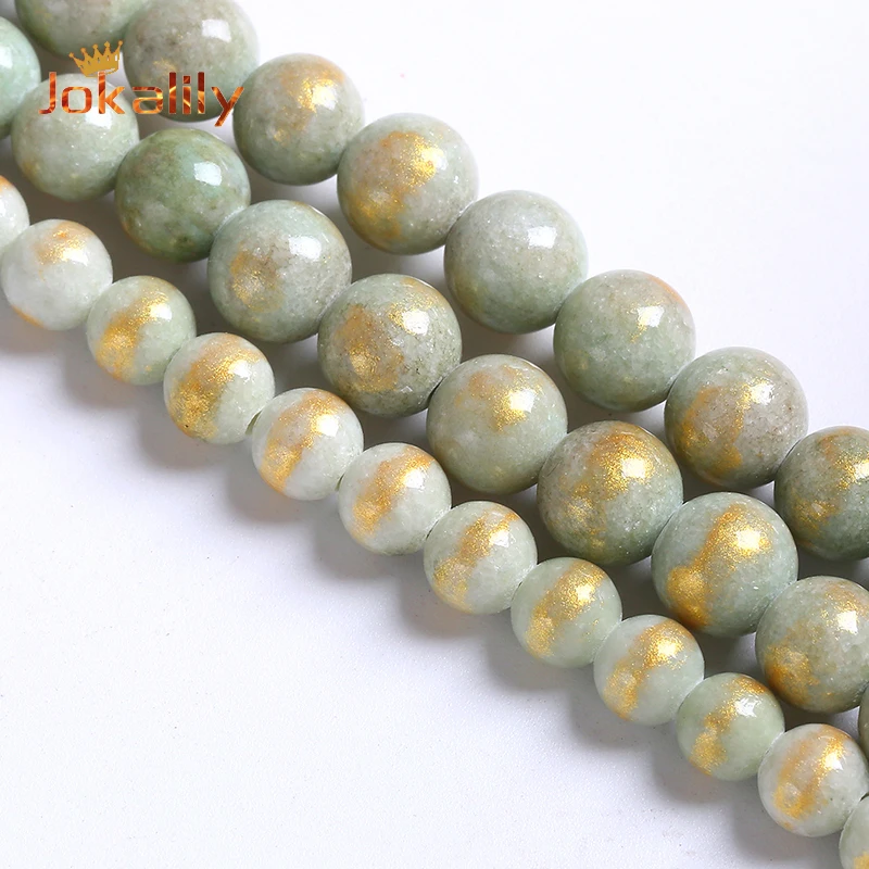 

Natural Gray Green Lapis Lazuli Color Jades Stone Round Beads For Jewelry Making Loose Beads Fit DIY Bracelets Necklace