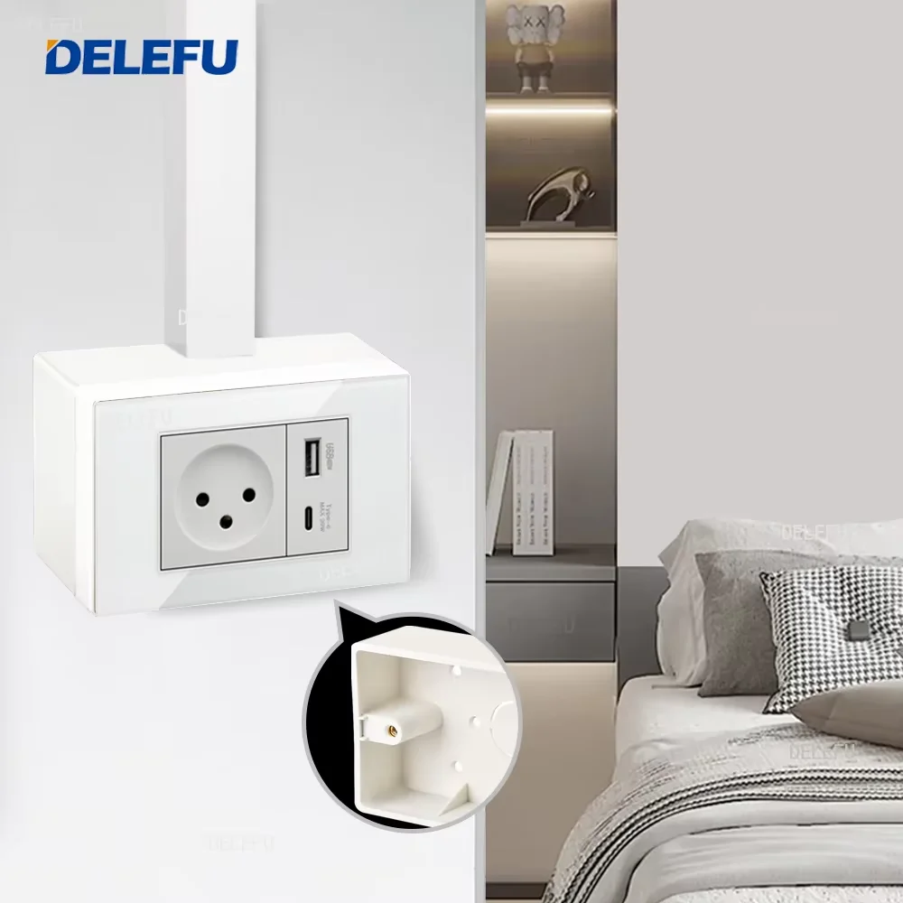 Delefu White Wall Mounting Light Switch Box,118 Switch Mounting Box Back Cassette,PC Flame Retardant Material Dark Box,Back Box