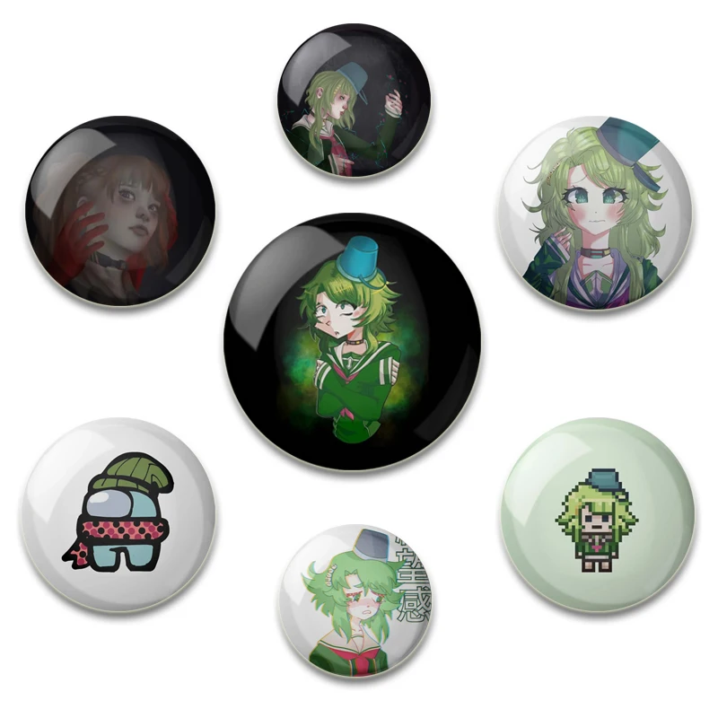 Anime Figures Yttd Kanna Idk Sara Kinda Sus Kizuchi Pixel The To Round Soft Button Pins Brooch DIY Backpack Clothes Decoration