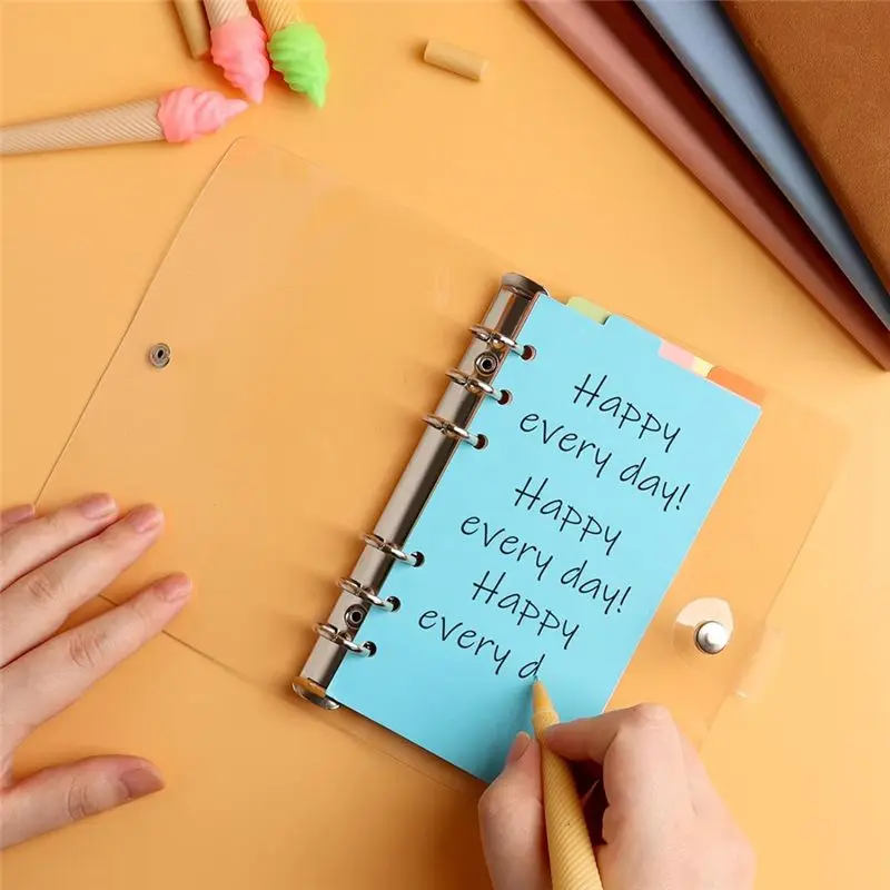 

3 упаковки A6, прозрачная мягкая обложка из ПВХ с 6 кольцами, прозрачная обложка для ноутбука, переплет A6 для многоразового ноутбука, простая в использовании