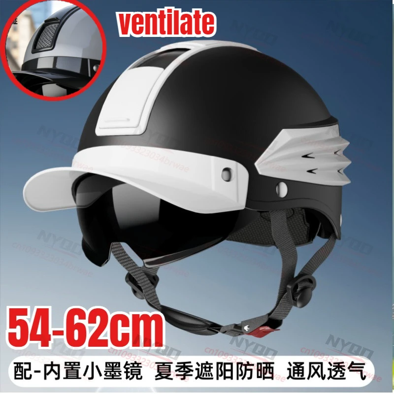 

Retro Motorcycle Half Helmet Summer Breathable Men's and Women's Electric Scooter Protective Helmet Reflective Safety Helmet