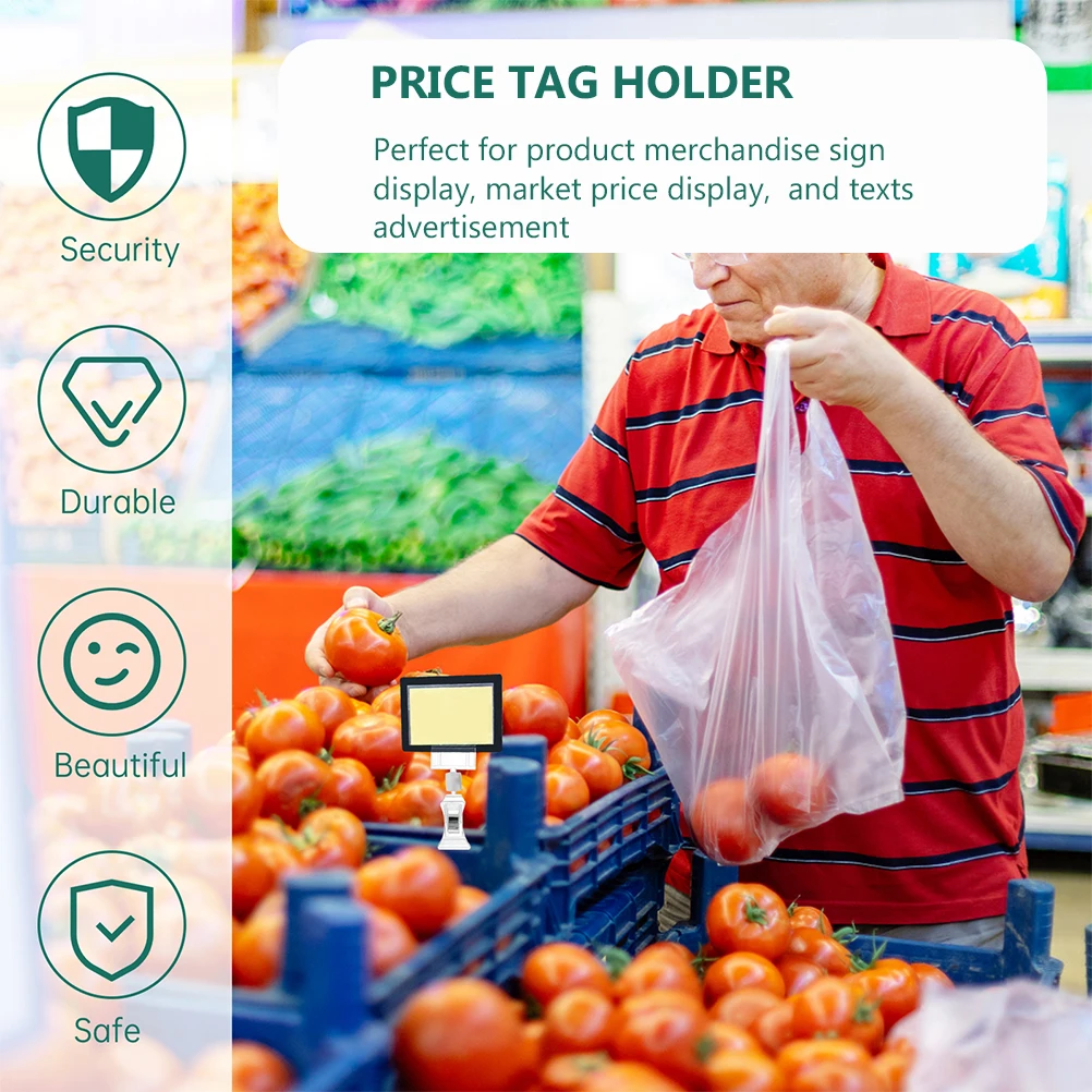 7pcs Acrylic Merchandise Sign Clips Double Clip Rotatable Advertising Display Holders For Price Tags Labels Display