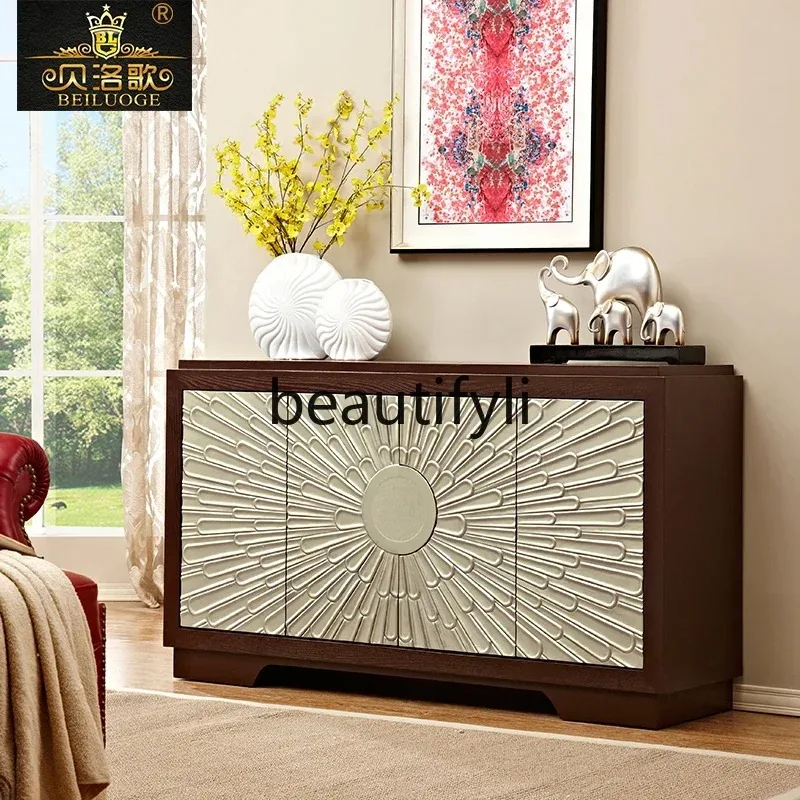 SMT07  European side cabinet neoclassical carved locker modern entrance cabinet solid wood