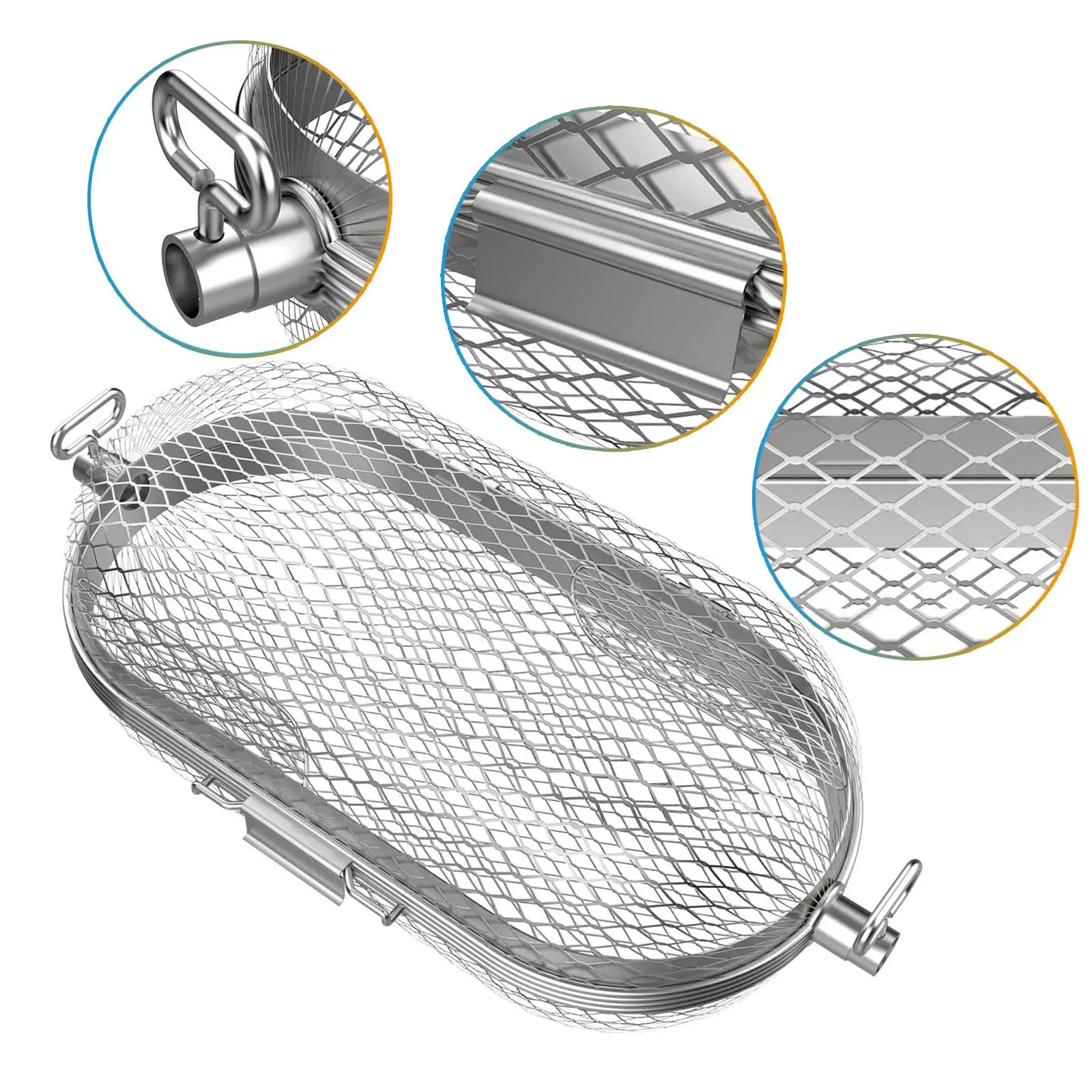 2026 Grill Rotisserie Basket Ever Barbecue Grill Accessories Stainless Steel Bbq Rolling Grilling Basket