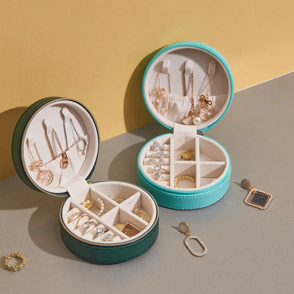 

Jewelry Box Container Necklace Case Organizer Girls Vintage Women Holder PU Ring Storage