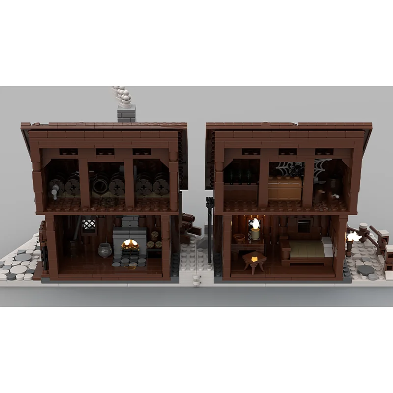Moc بنة القرون الوسطى خشبية الكابينة بناء نموذج التكنولوجيا الطوب لتقوم بها بنفسك الجمعية وحدات قلعة القرون الوسطى لعبة البناء