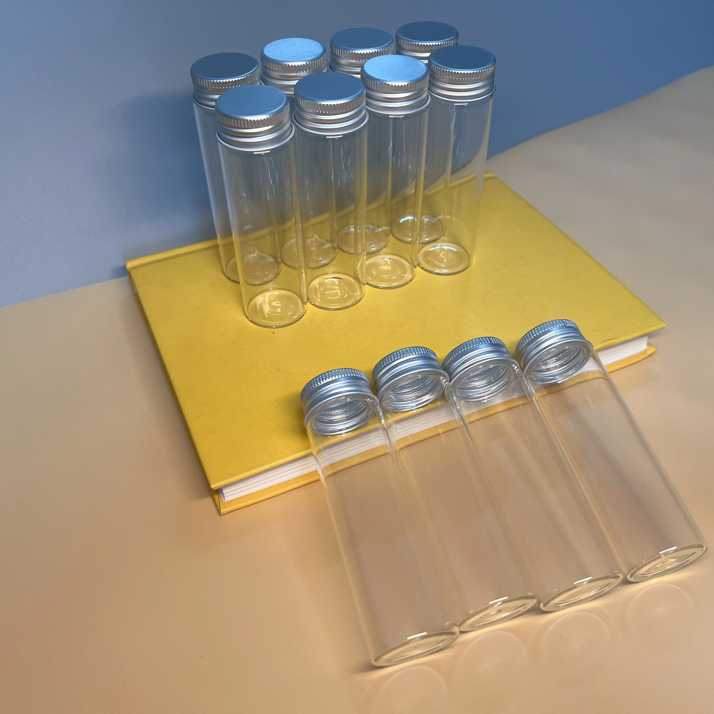 12/21 PCS 50ml Glass Test Tubes Aluminum Caps 30x100mm Sealed Bottles Love Notes Wish Scrolls  DIY Memory Tags Spice Containers