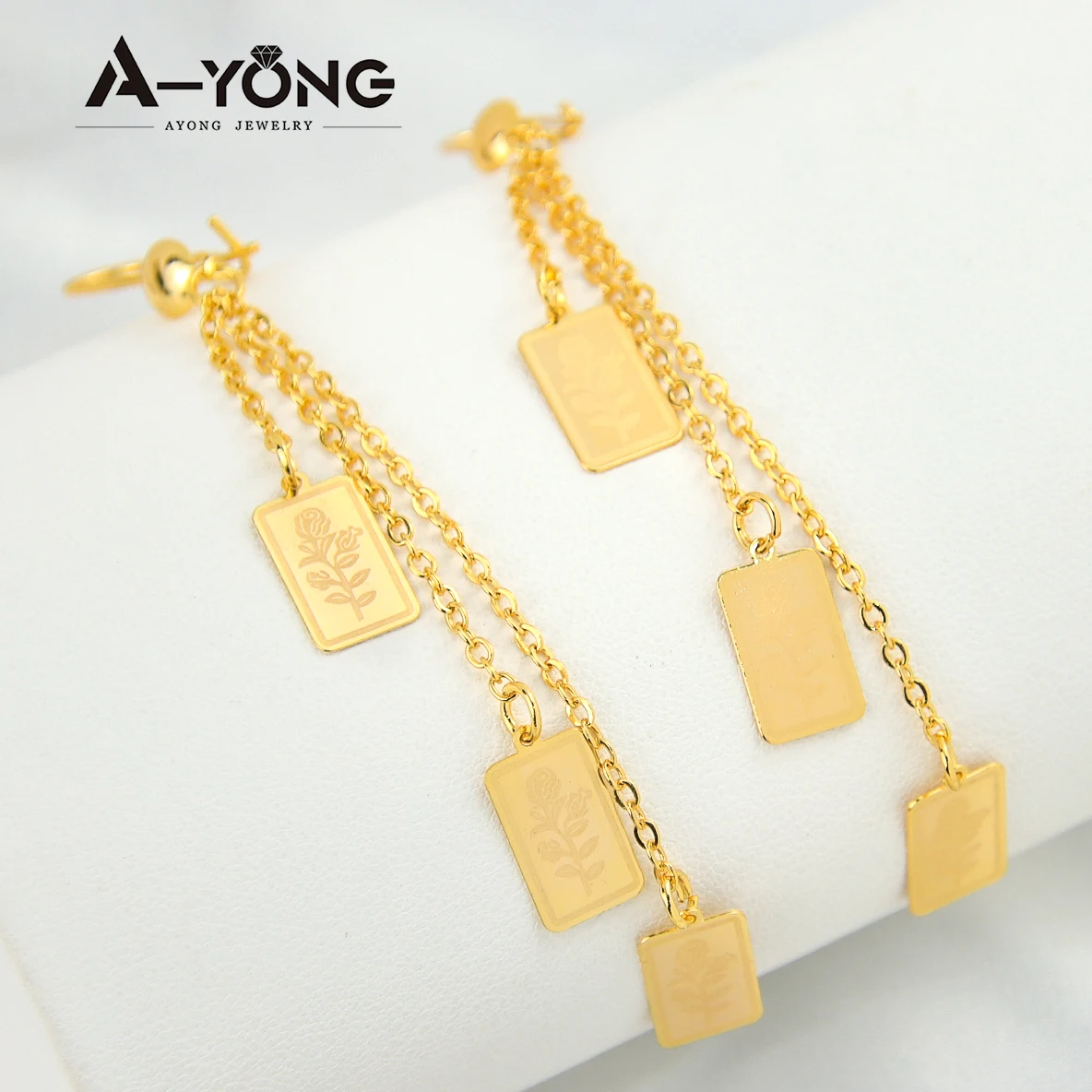 Luxus Dubai vergoldet Hochzeit Schmuck Set 21k vergoldet Fashion Square Anhänger Halskette Saudi Frauen Event Party Schmuck – Detail 7