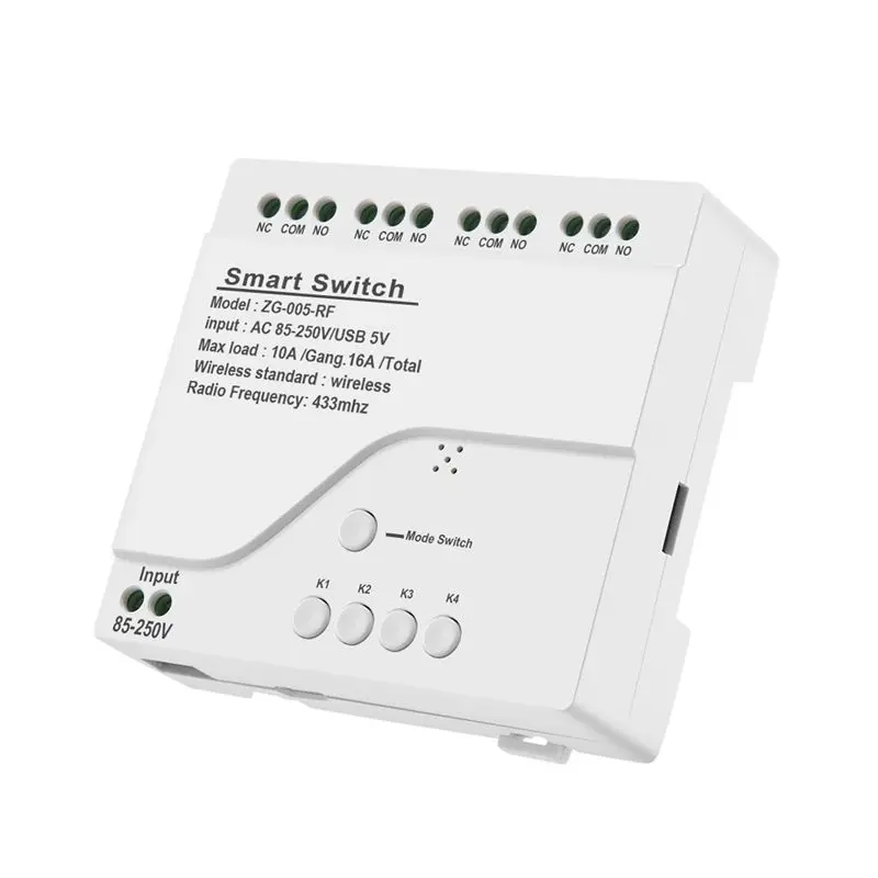 

Y01A 4CH Zigbee Smart Light Switch Module AC 85-250V RF433 Receive 10A Relays Work With Alexa Assistant,Tuya Smart Life