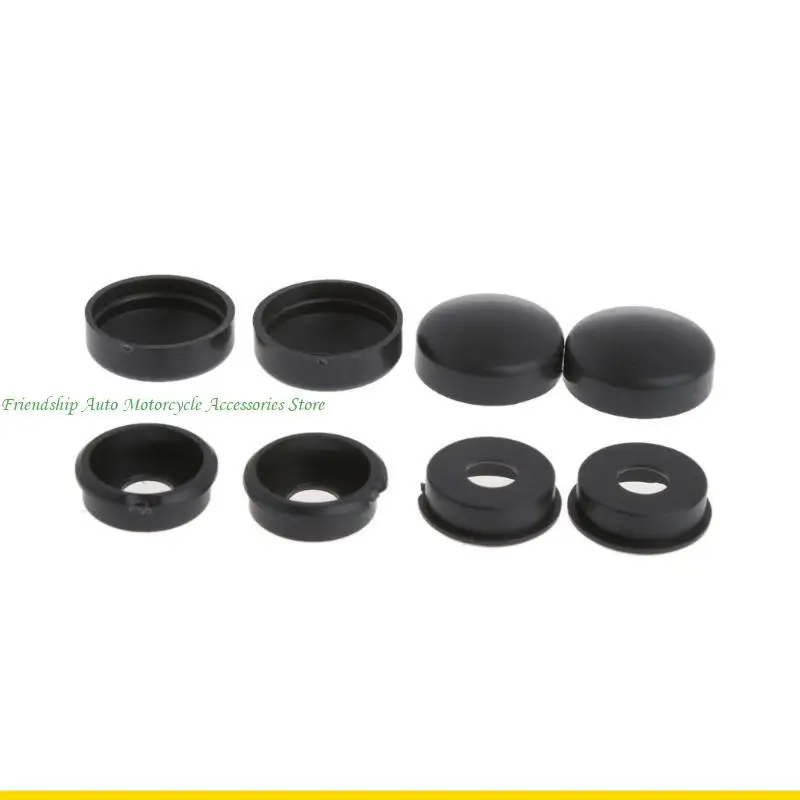 SZCH 8PCS/SET Black Security- License Plate Frame Mounting Screw Baut Baut Tutup Nut