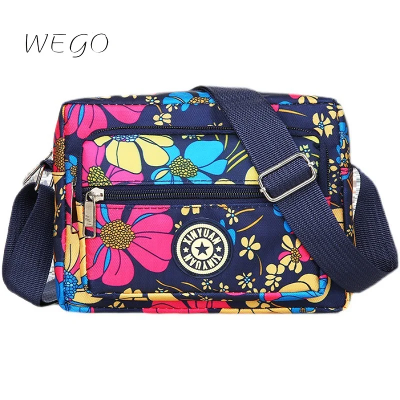 Torby Crossbody z nadrukiem kwiatów nowe osoby starsze w średnim wieku tkanina nylonowa posłaniec producentki torebki na ramię kobiet