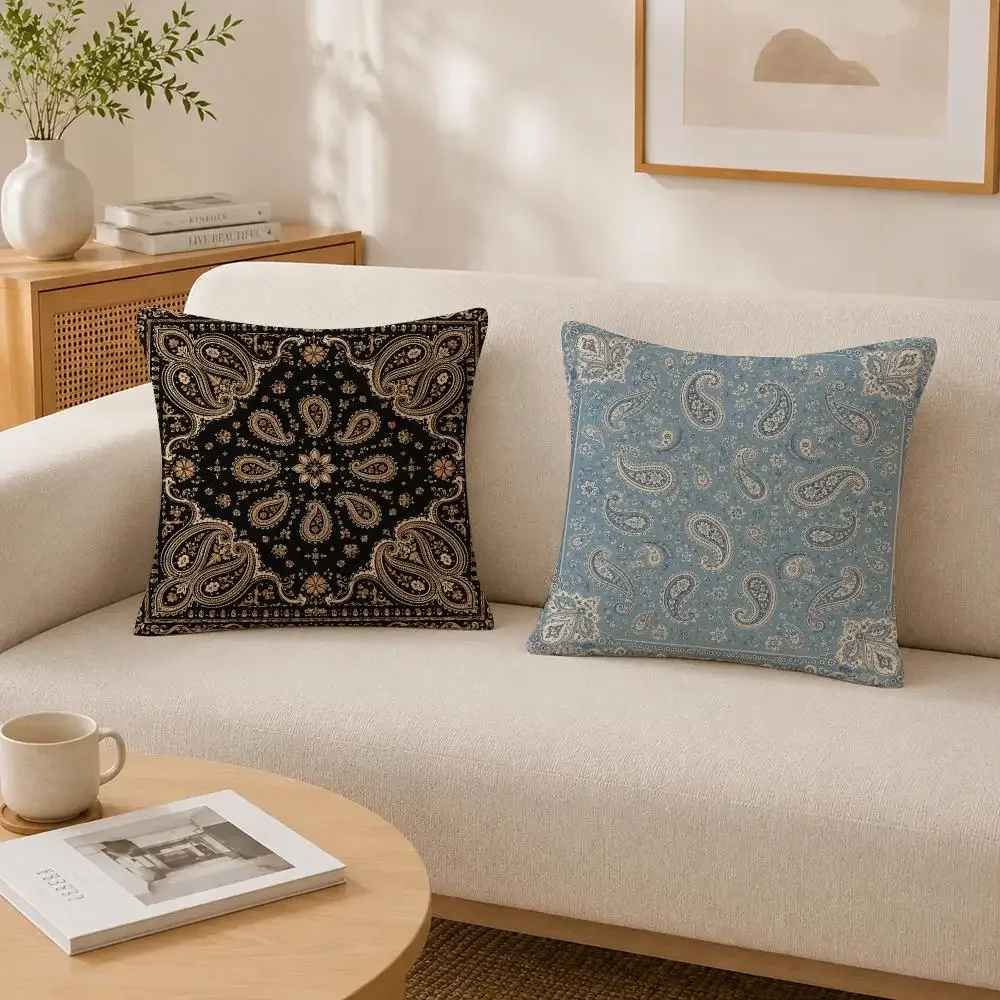 Pattern Bandana Paisley Cushion Cover Soft Fluffy Short Plush  Pillow Case Home Decor