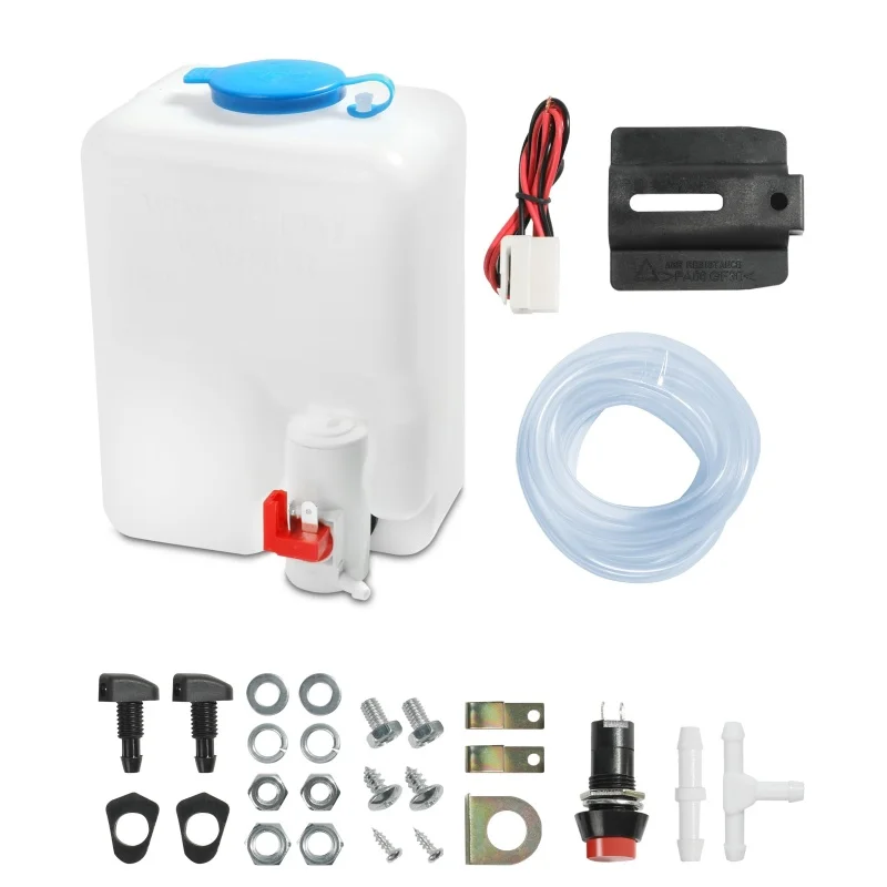 UTV ATV Windscreen Washer Kit 12V 1.5L Bottle Tank Pump Wiper Reservoir Fluid Nozzle Sprayer Universal Car Clean Tool