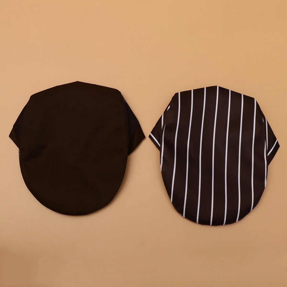 Chapeau de Chef de cuisine professionnel, casquette de travail pour Restaurant, béret de serveur confortable avec filet à café à rayures blanches, 2 pièces
