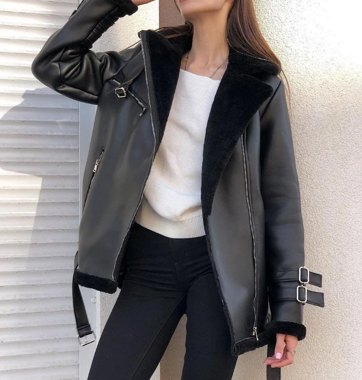 

Suede collar zipper cardigan fashionable women's long sleeved solid color jacket for women