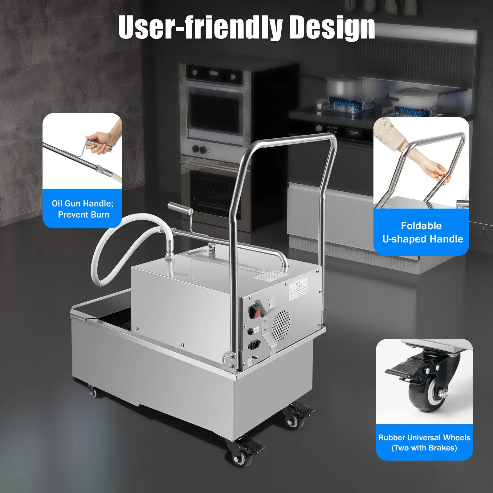 55L Commercial Fryer Oil Filler and Filter Machine – Mobile Cart Oil Separator