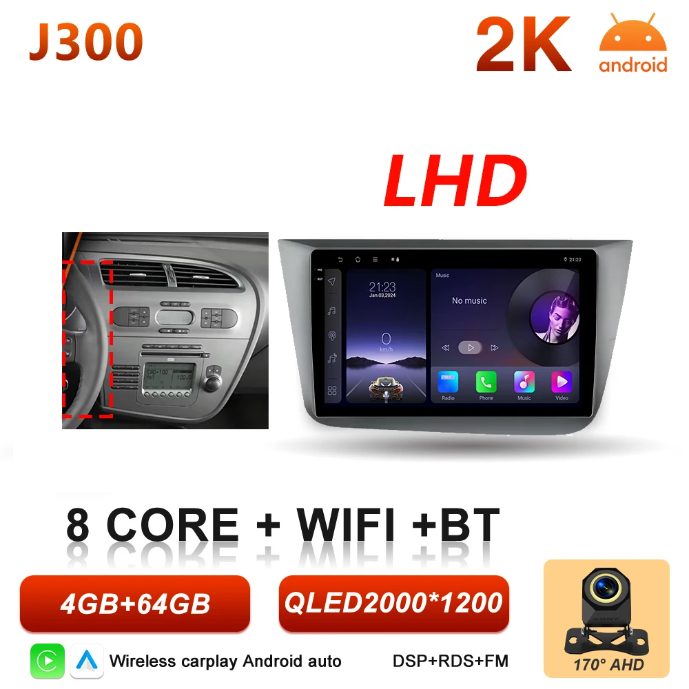 Android 16 autoradio Carplay voor Seat Altea 5P Toledo 3 2004 - 2015 Auto multimediaspeler stereo BT intelligente systemen scherm