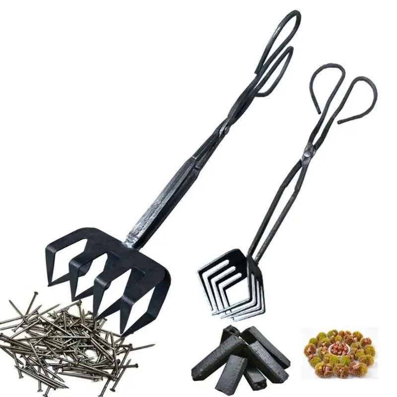 652F Iron Charcoal Pliers Clamp Metal Tongs Clip for Safe and Easy Firewood Management Suitable for Indoor and Outdoor Fires